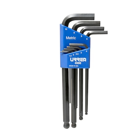 Urrea Industrial grade ball end L-type Hex Key Set 9Pc Mm 4996